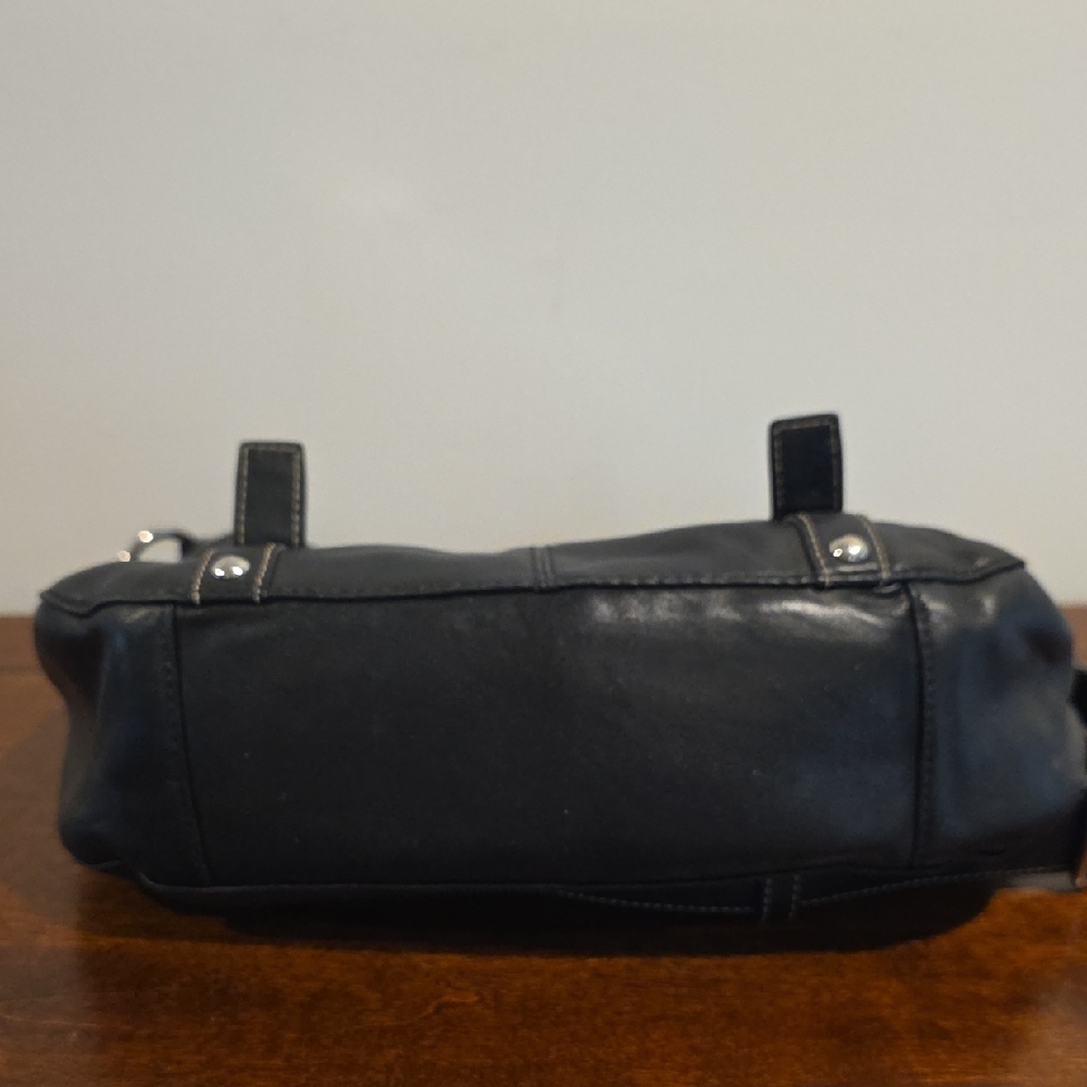 Coach Black Leather Flap Crossbody with Silver Hardware - Picture 8 of 11